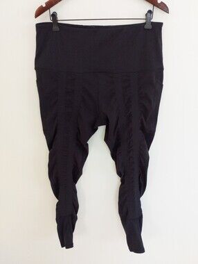 Sweetflexx Black Hi-Rise Resistance Leggings Size 16 Pockets Ruched Activewear
